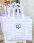 Pimlico Stripe Blue Quilted Wipeable Canvas Go Go Tote