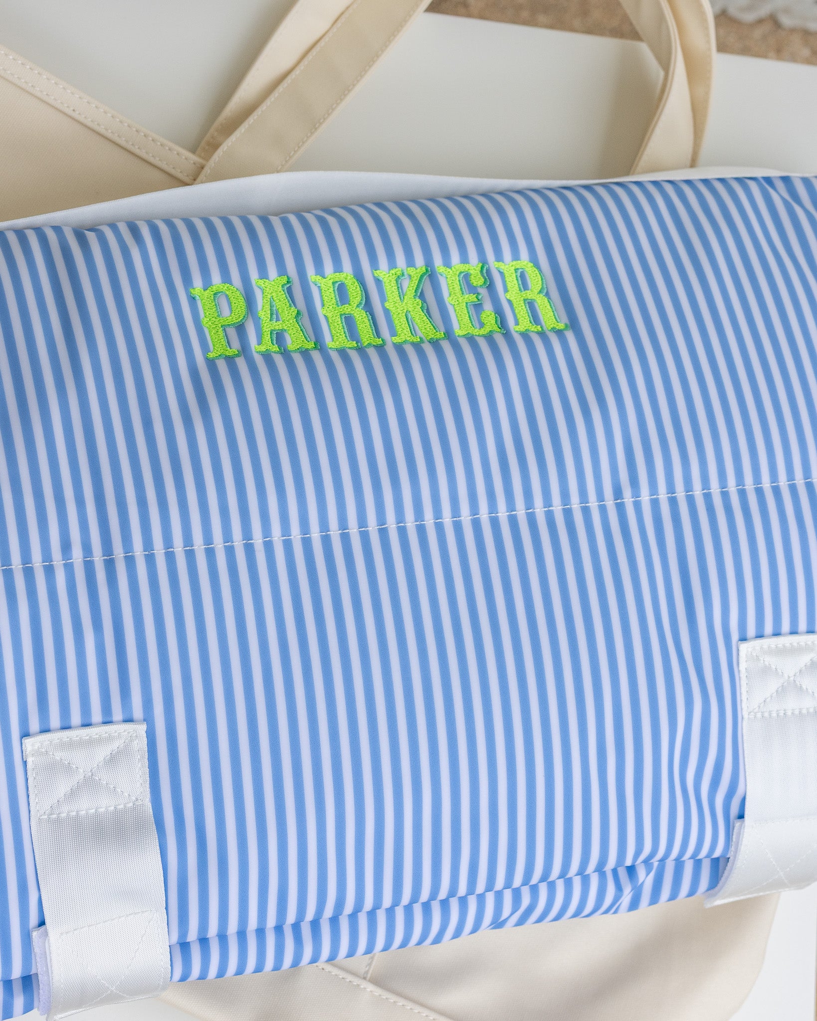 Pimlico Stripe Chambray Quilted Wipeable Canvas Go Go Tote