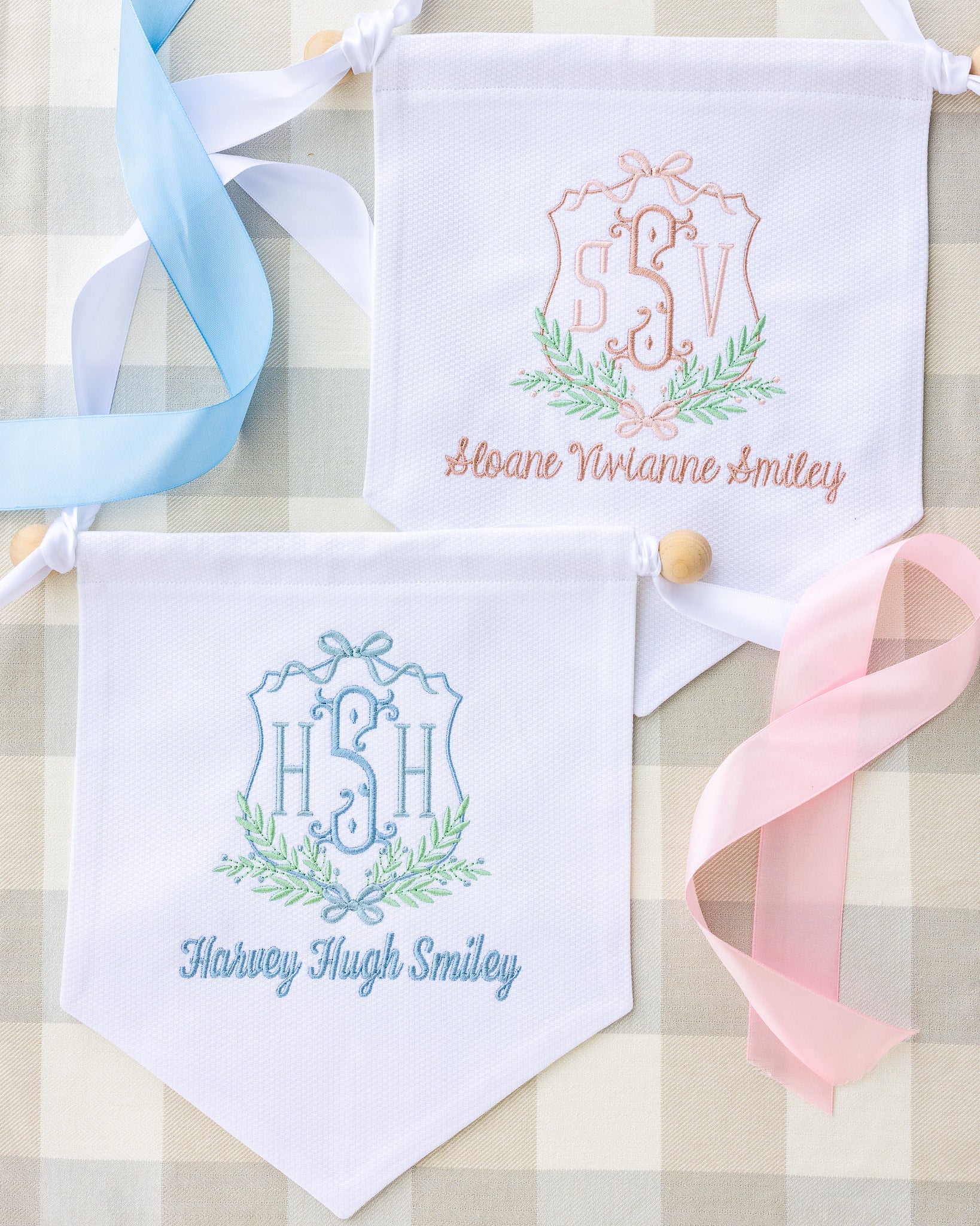 Monogram Crest Baby Name Banner