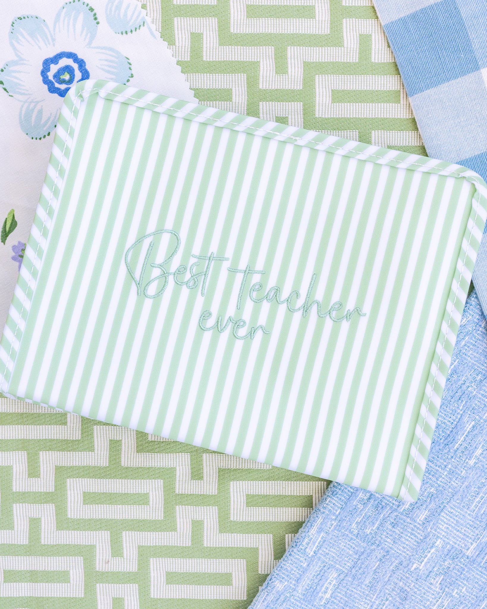 Pimlico Stripe Sage Personalized Jumbo Tote