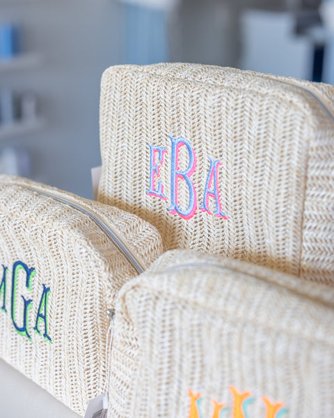 Personalized TRVL Big Glam Straw Bag