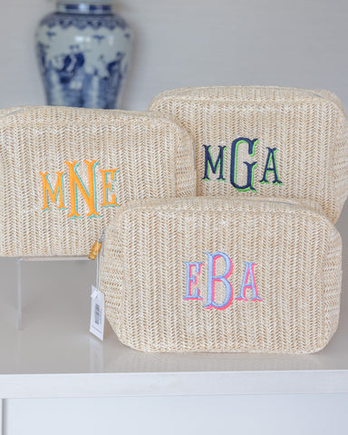 Personalized TRVL Big Glam Straw Bag