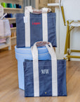 Coated Canvas Navy Tall Tote