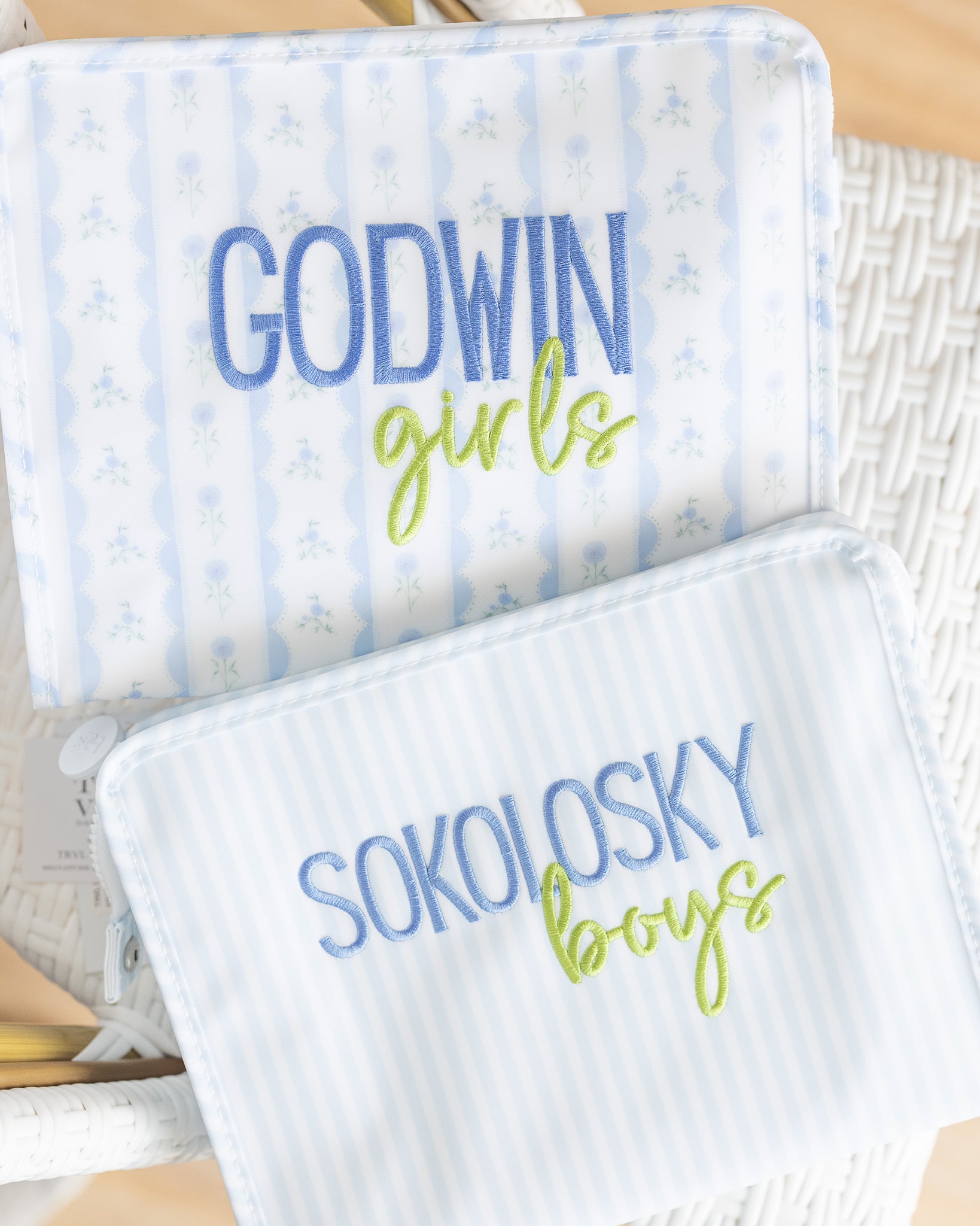 Pimlico Stripe Blue Personalized Small Roadie Pouch