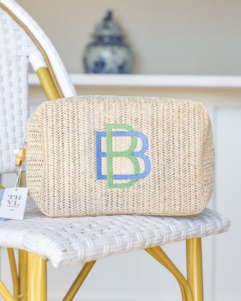 Personalized TRVL Big Glam Straw Bag