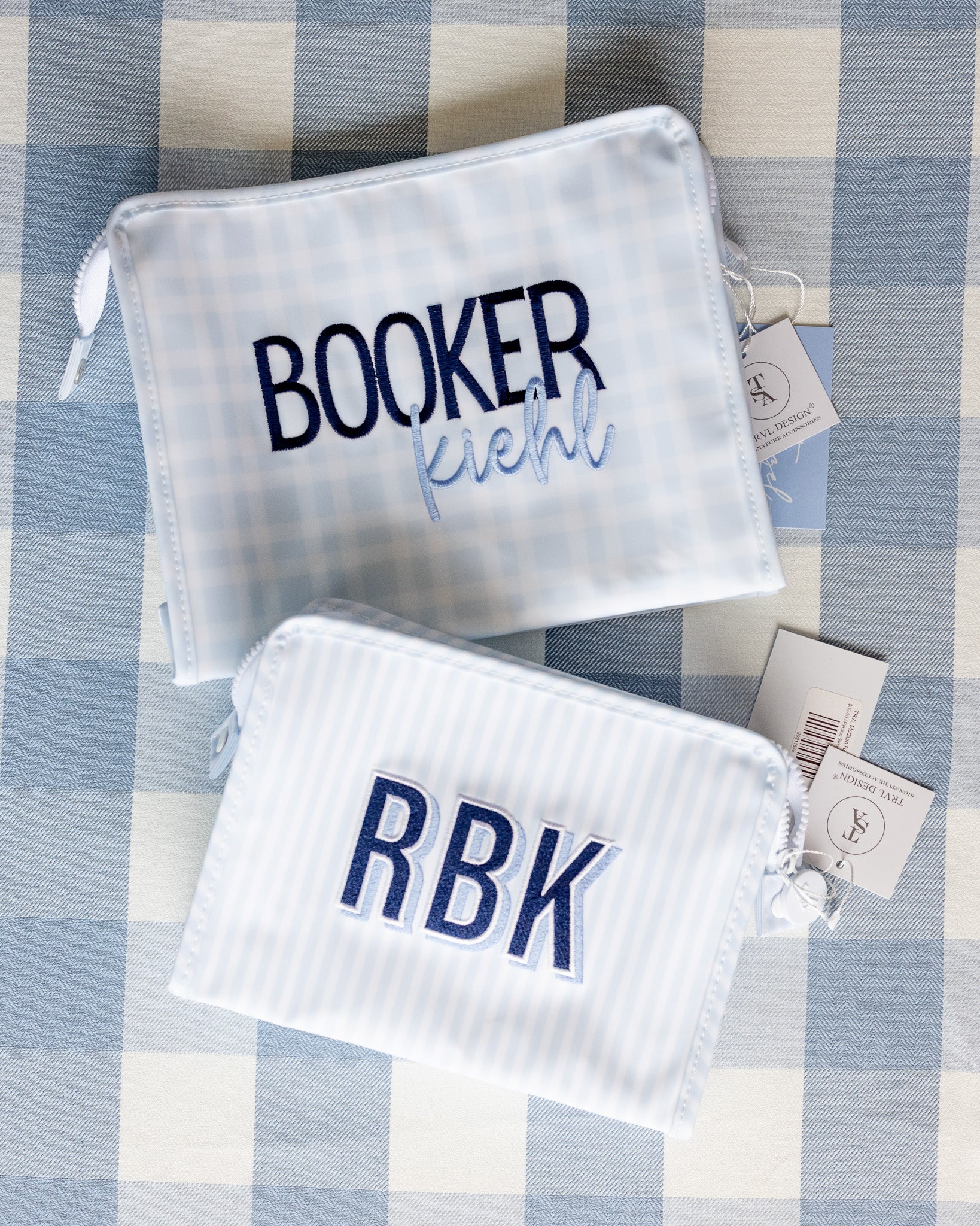 Pimlico Stripe Blue Personalized Small Roadie Pouch