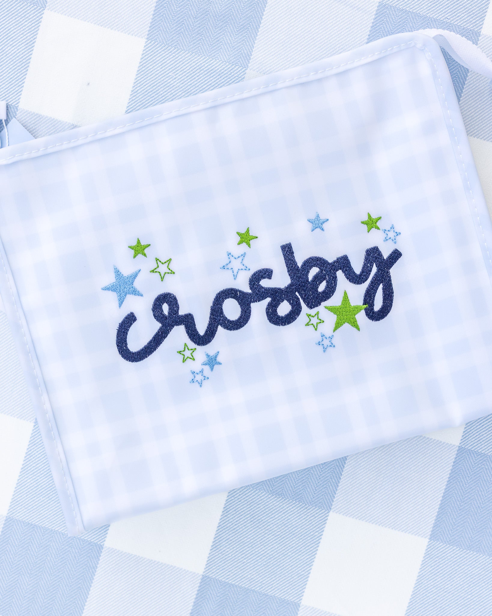 Pimlico Plaid Blue Personalized TRVL Jumbo Tote