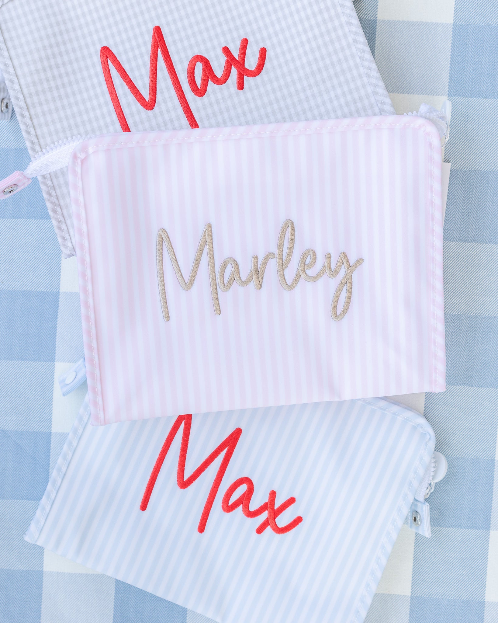 Pimlico Stripe Blue Personalized Small Roadie Pouch