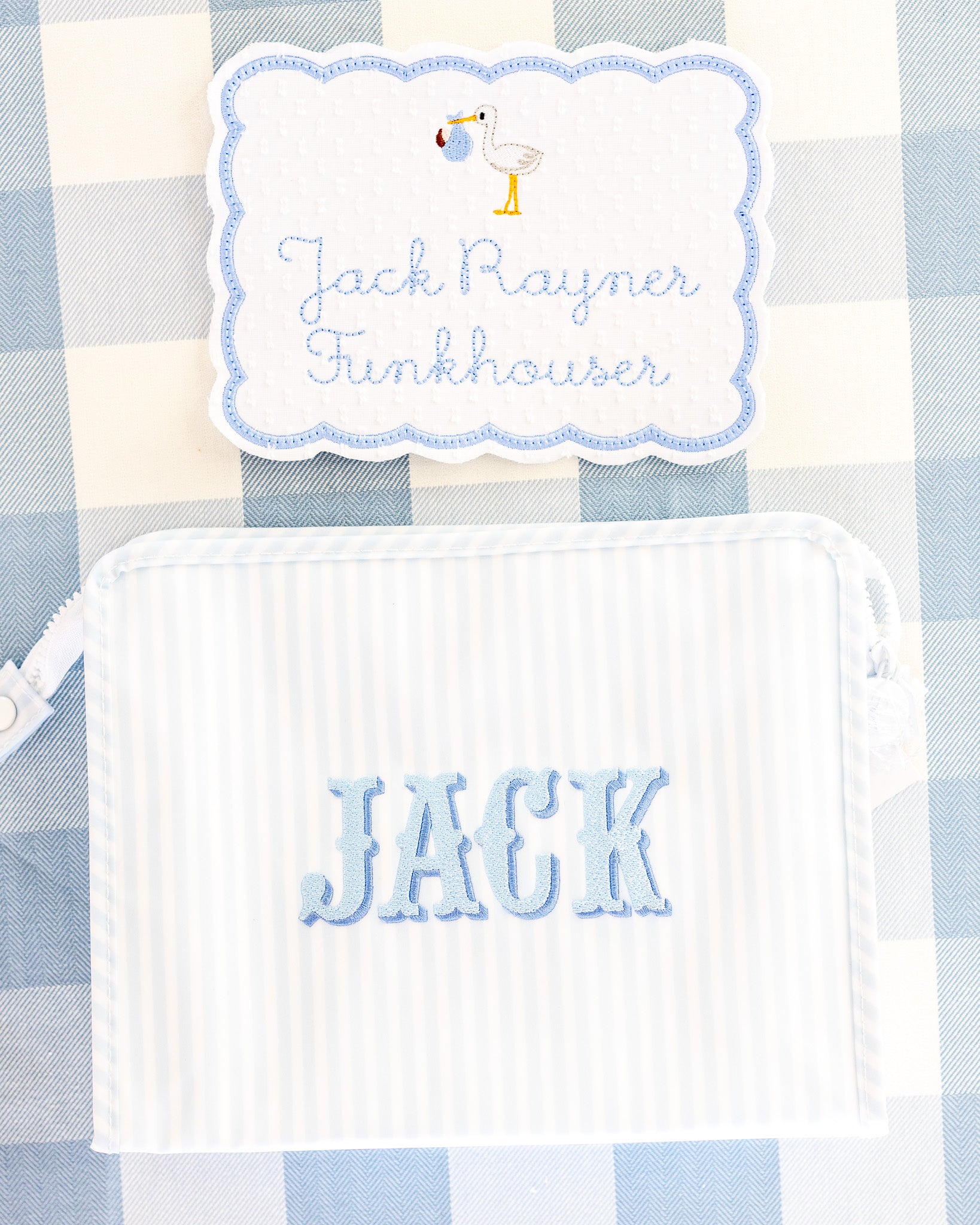 Pimlico Stripe Blue Personalized Small Roadie Pouch