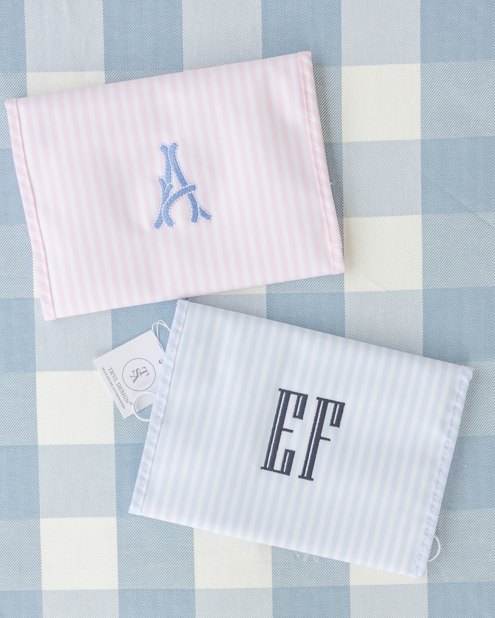 Pimlico Stripe Blue Personalized Small Roadie Pouch