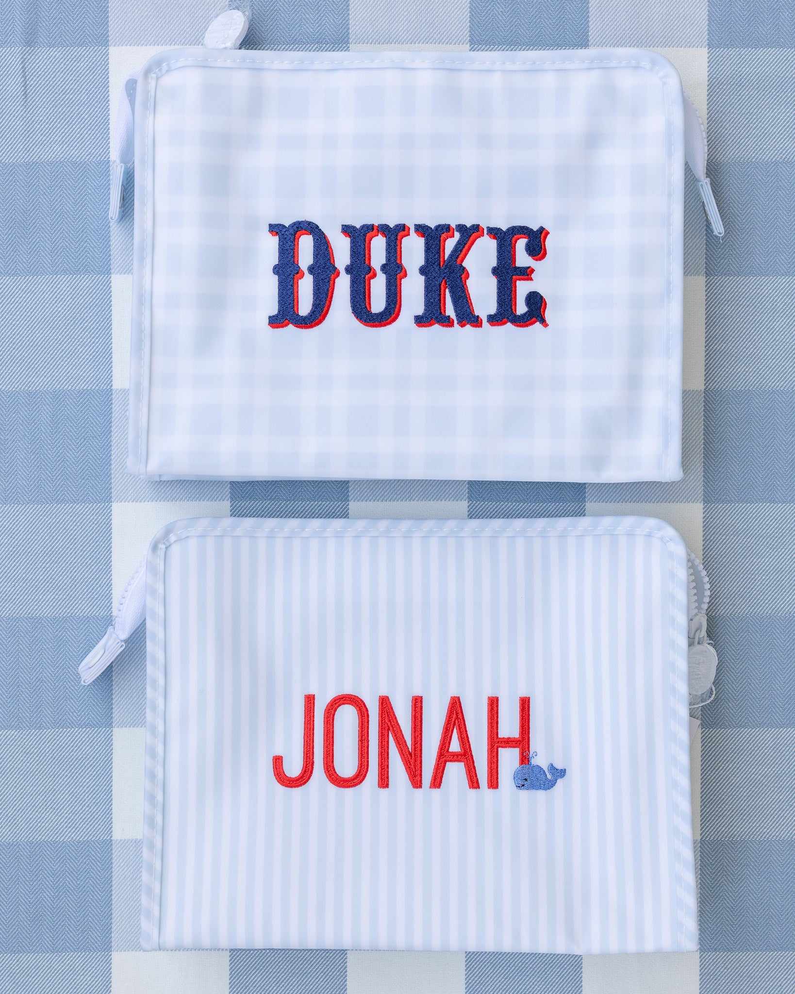 Pimlico Stripe Blue Personalized Small Roadie Pouch
