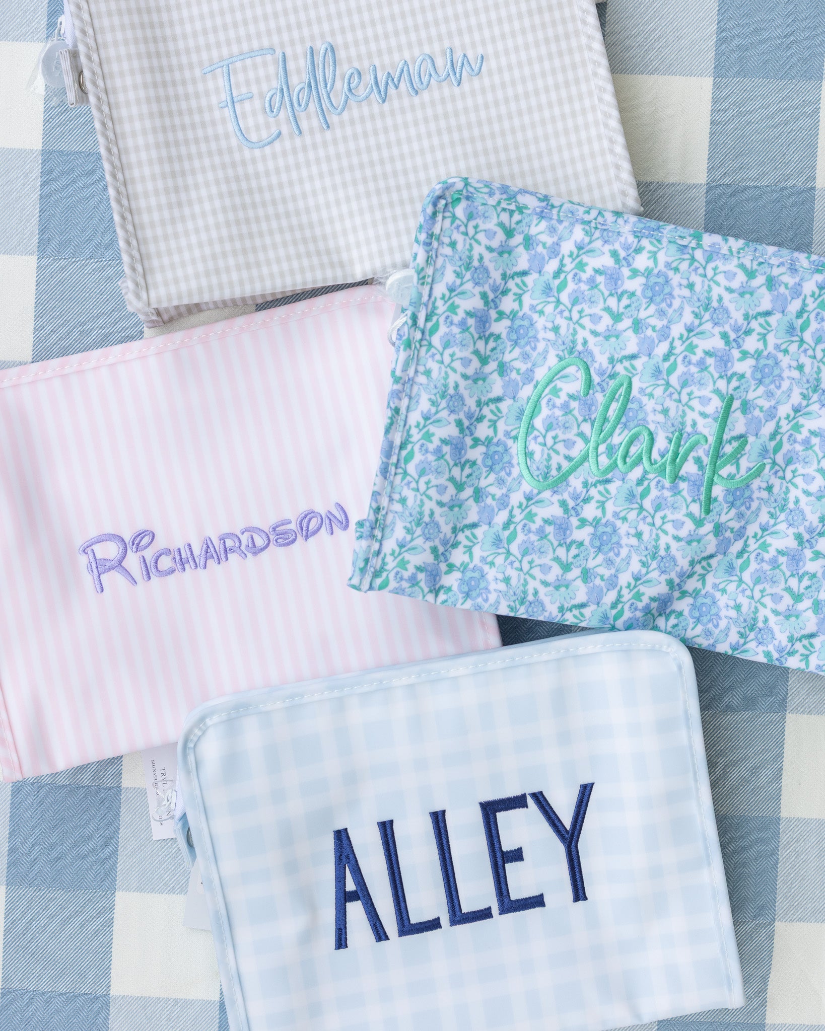 Pimlico Plaid Blue Personalized TRVL Jumbo Tote