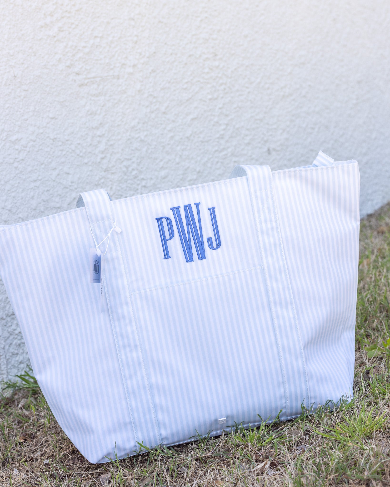 Pimlico Stripe Blue Quilted Wipeable Canvas Go Go Tote