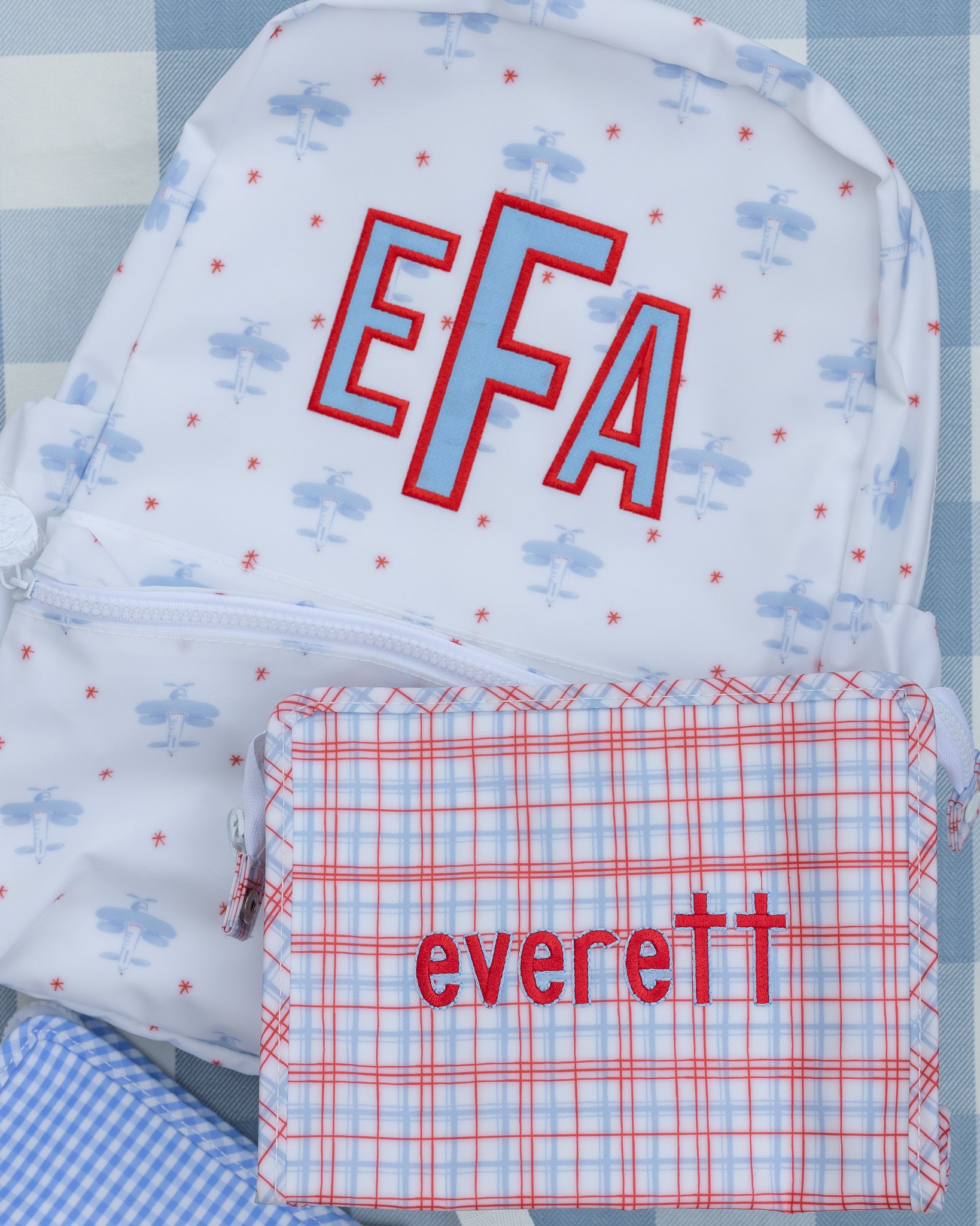 Classic Red Plaid Personalized TRVL Jumbo Tote