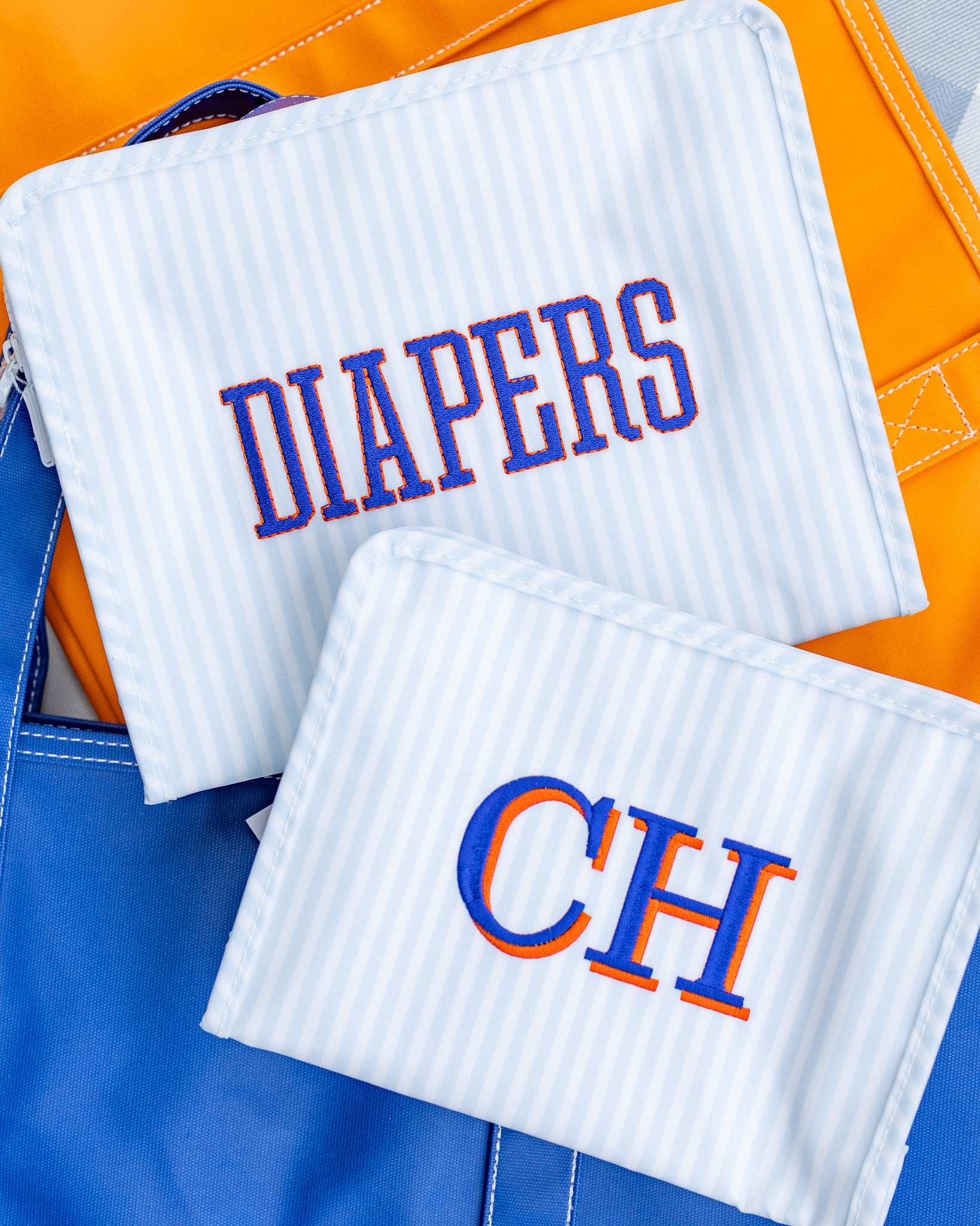 Pimlico Stripe Blue Personalized Small Roadie Pouch