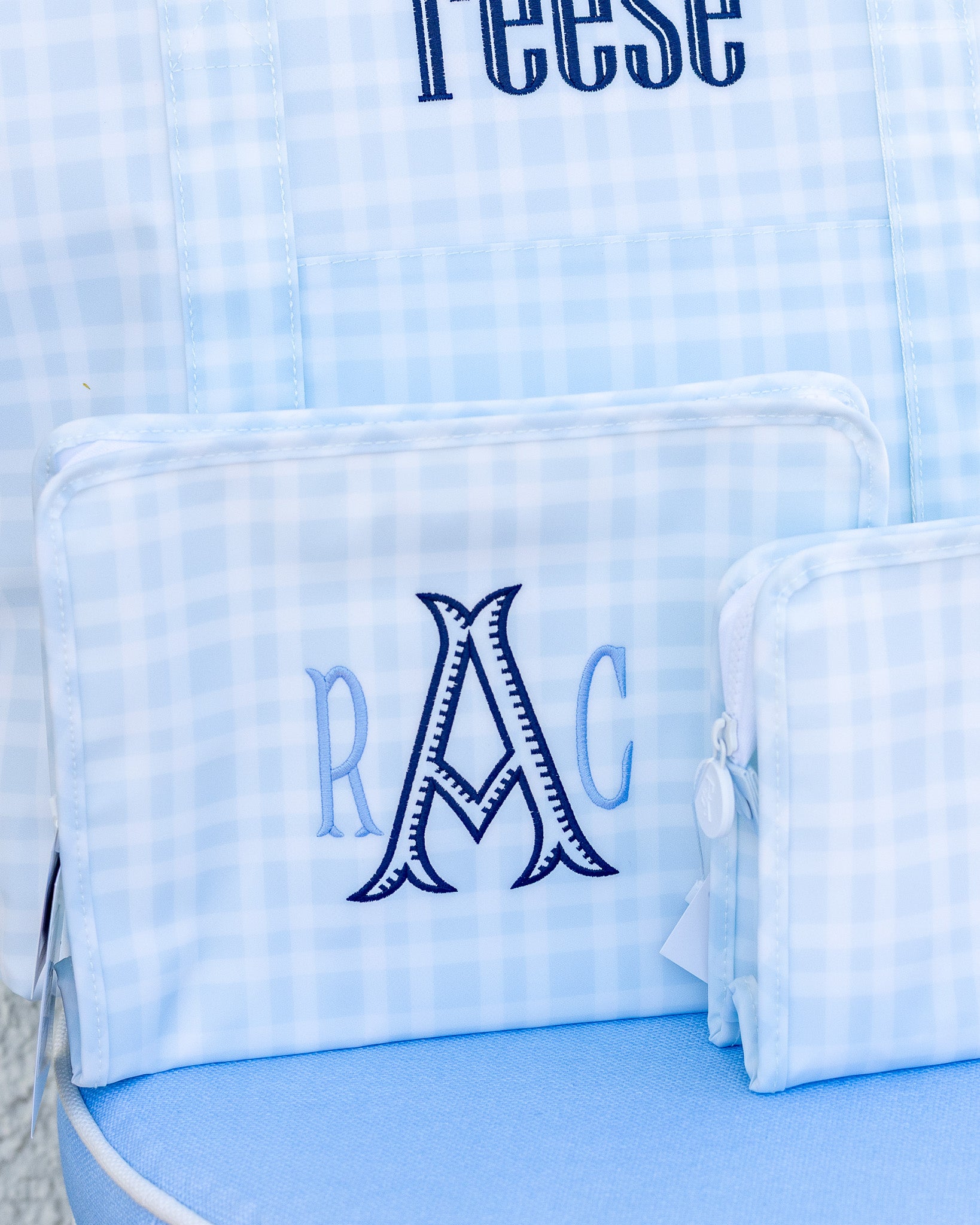 Pimlico Plaid Blue Personalized TRVL Jumbo Tote