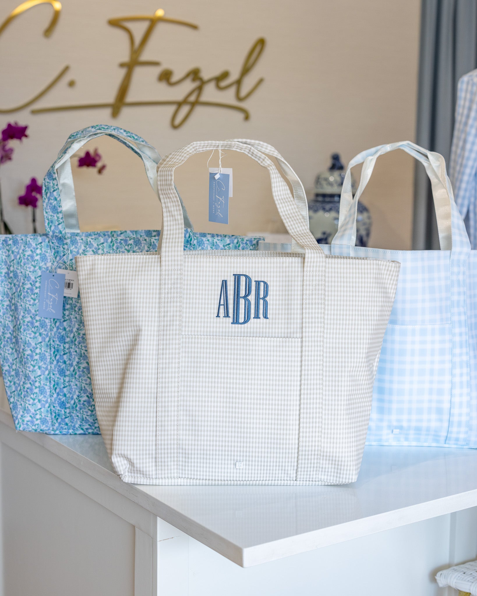 Pearl Gray Gingham Full-Size Backpacker