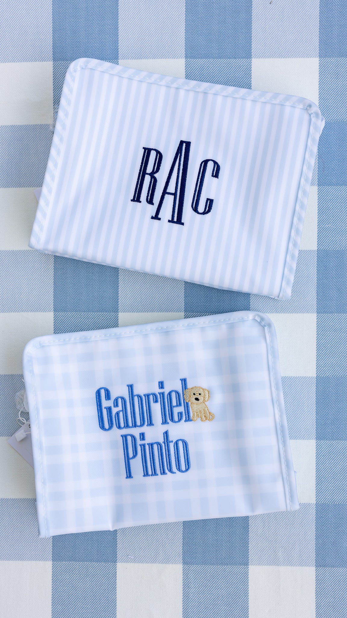 Pimlico Stripe Blue Personalized Small Roadie Pouch