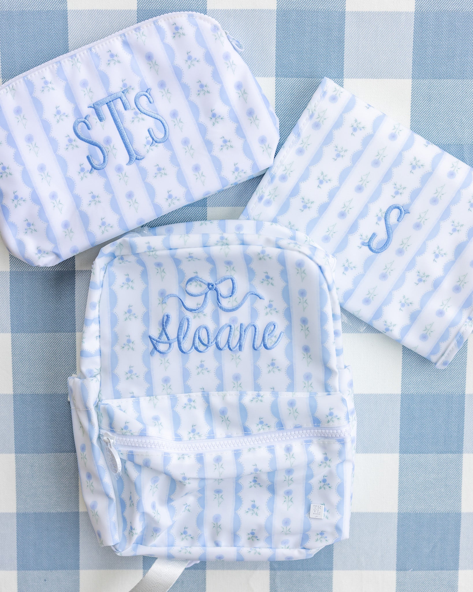 Ribbon Floral Blue Full-Size Backpacker