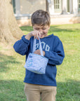 Personalized Blue Gingham Mini Trick or Treat Bucket