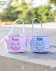 Personalized Blue Gingham Mini Trick or Treat Bucket