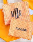 Gingham Orange Large Roadie Pouch Bag