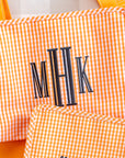 Gingham Orange Large Roadie Pouch Bag