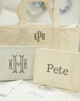 Gingham Pearl Grey Personalized TRVL Jumbo Tote