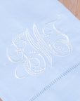 Personalized Blue Linen Blend Fingertip Towel