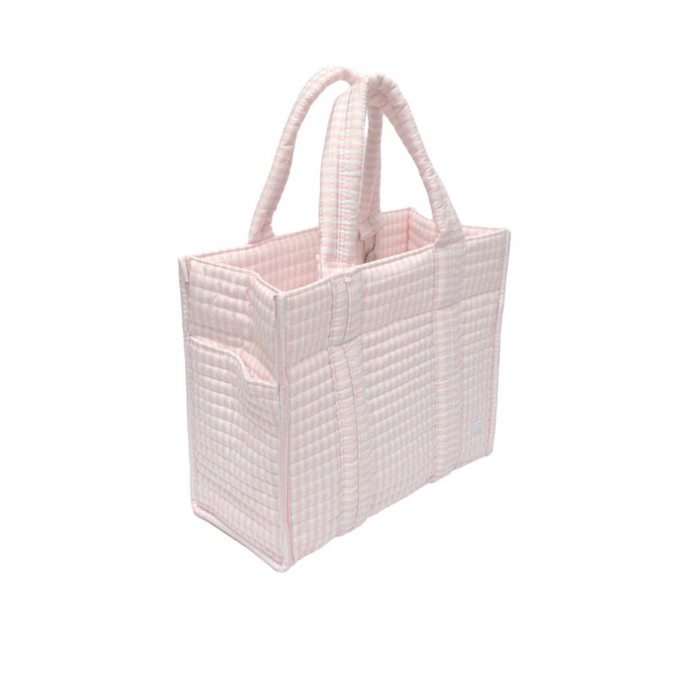 Pimlico Stripe Pink Quilted Wipeable Canvas Mini Go Go Stroller Tote