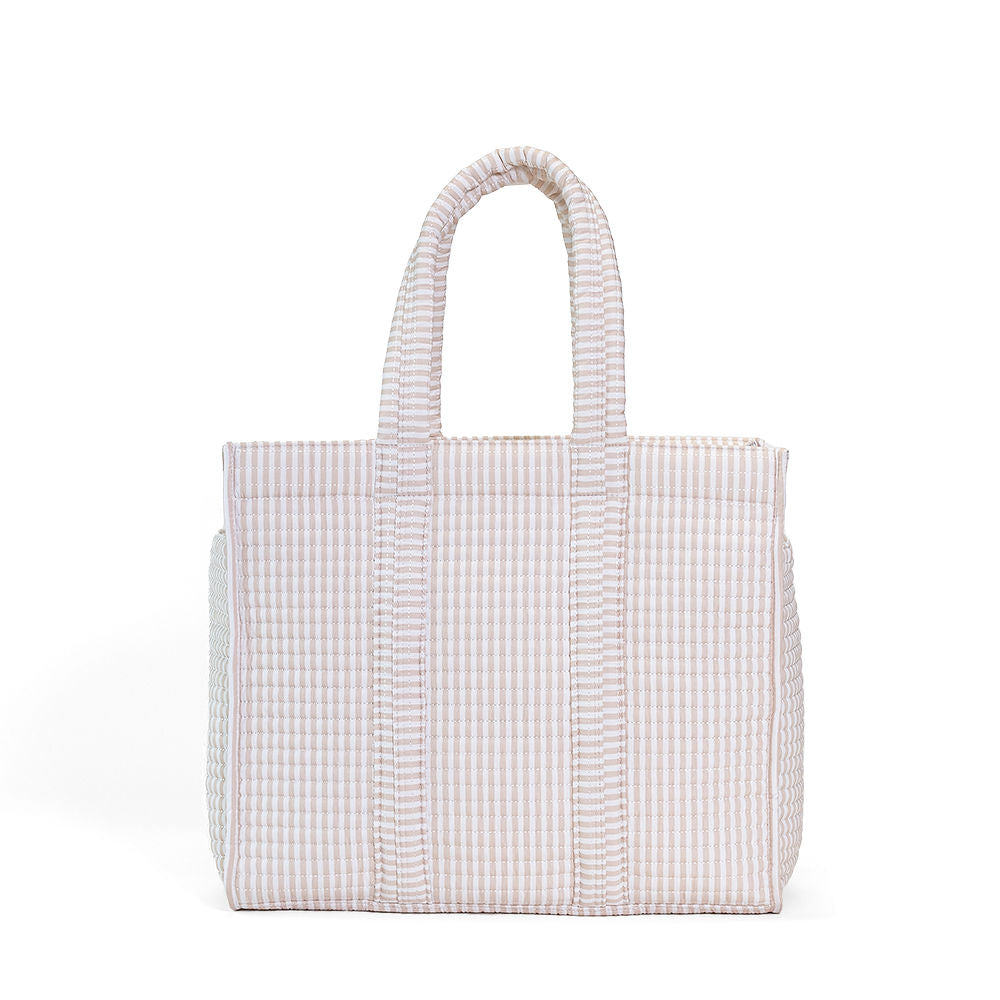 Pimlico Stripe Sand Quilted Wipeable Canvas Go Go Tote