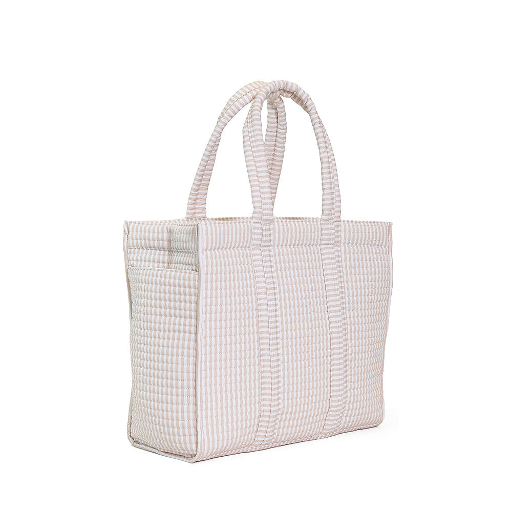 Pimlico Stripe Sand Quilted Wipeable Canvas Go Go Tote