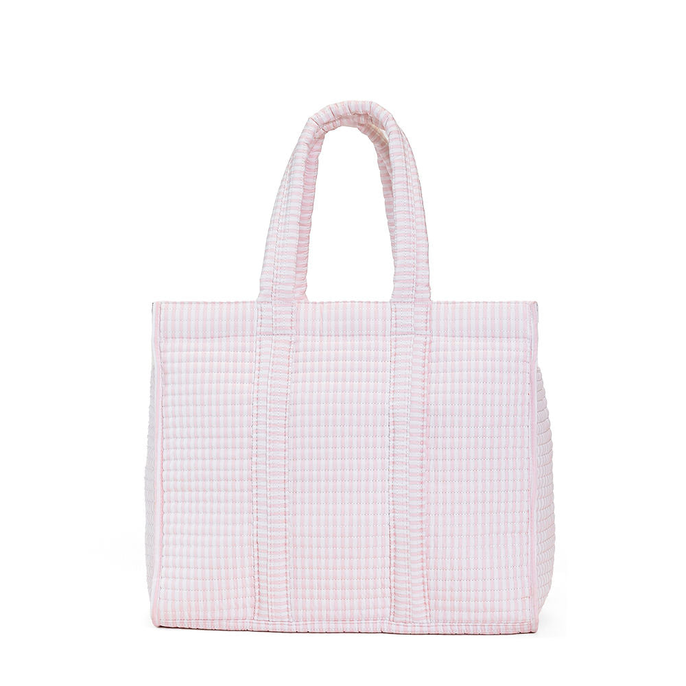 Pimlico Stripe Pink Quilted Wipeable Canvas Go Go Tote