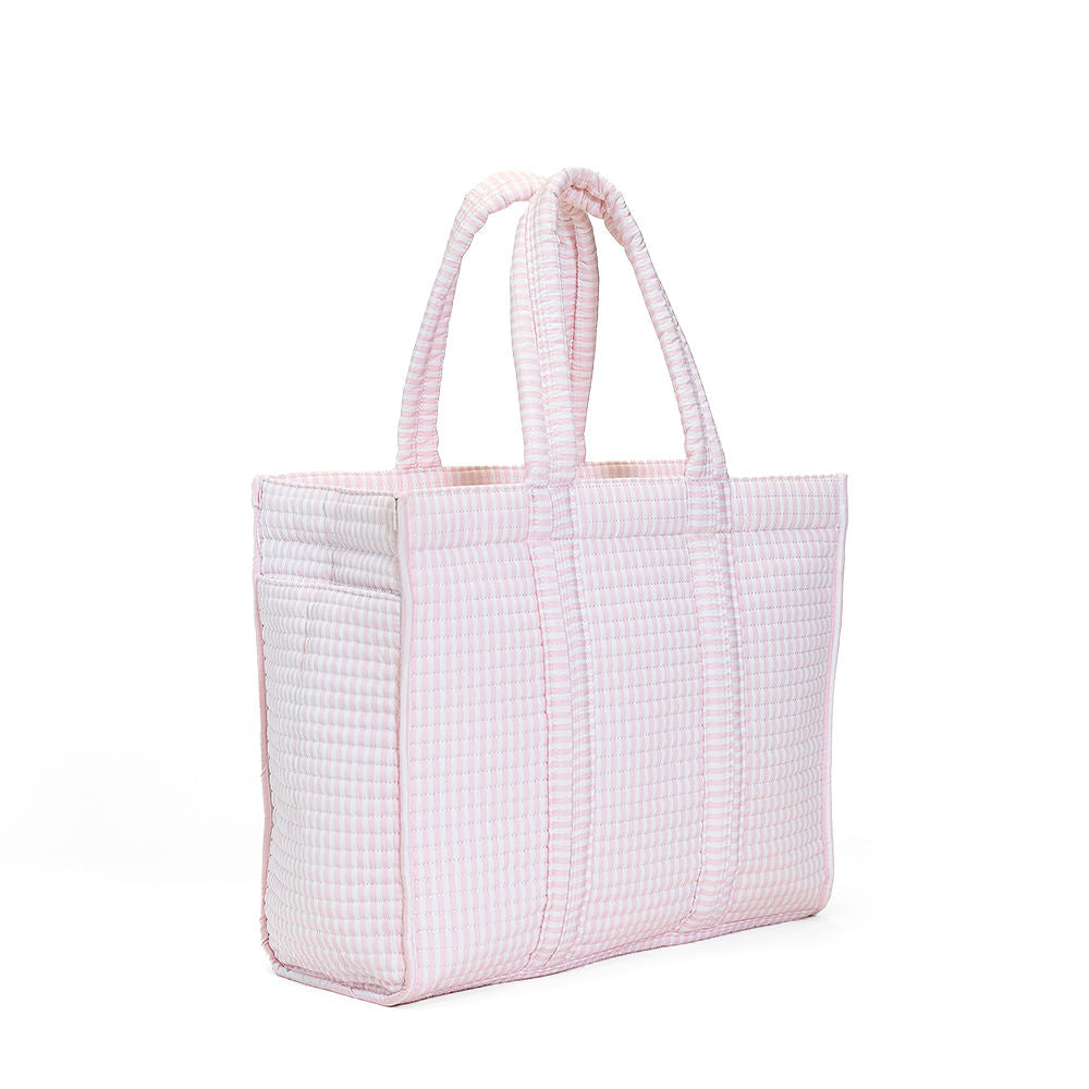 Pimlico Stripe Pink Quilted Wipeable Canvas Go Go Tote
