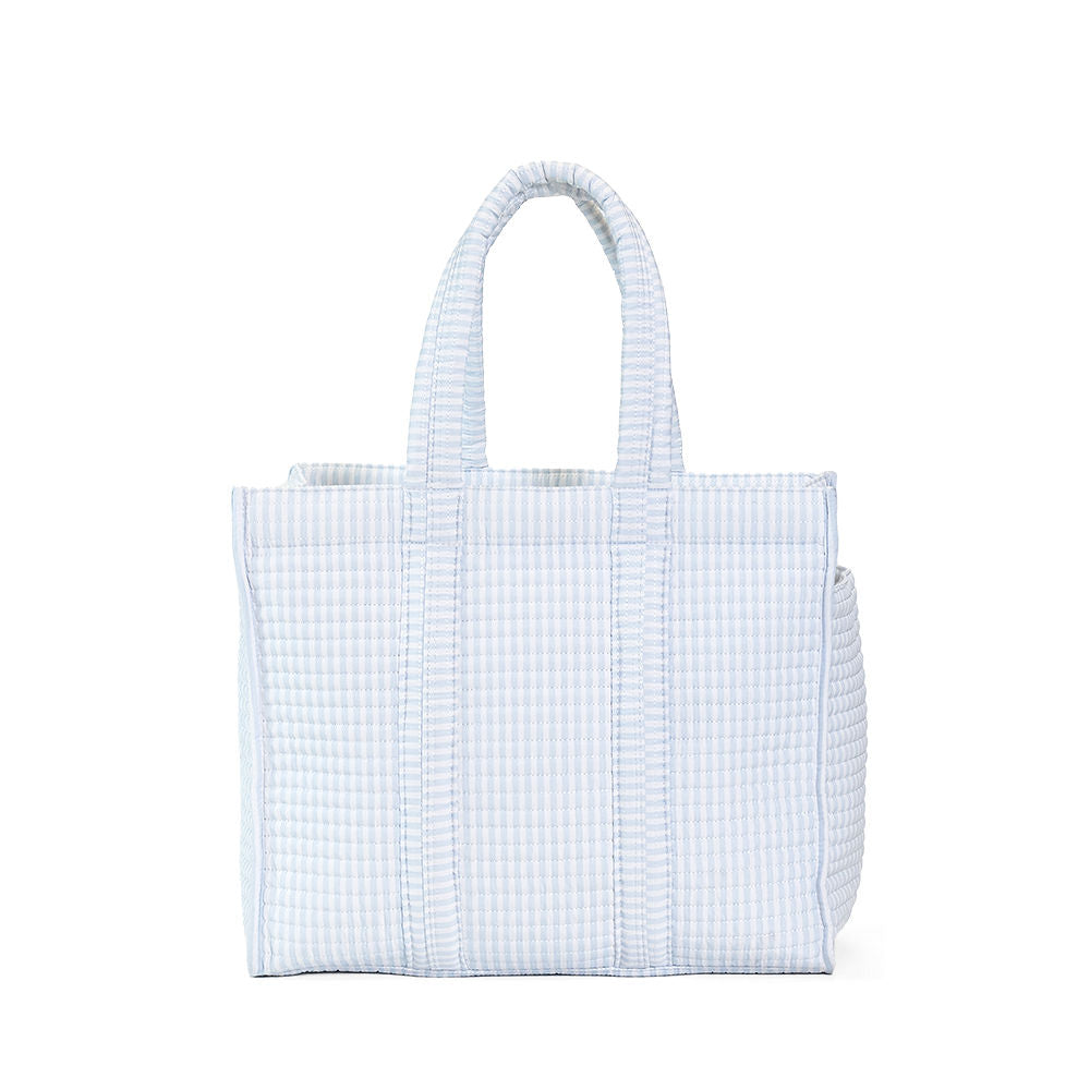Pimlico Stripe Blue Quilted Wipeable Canvas Go Go Tote