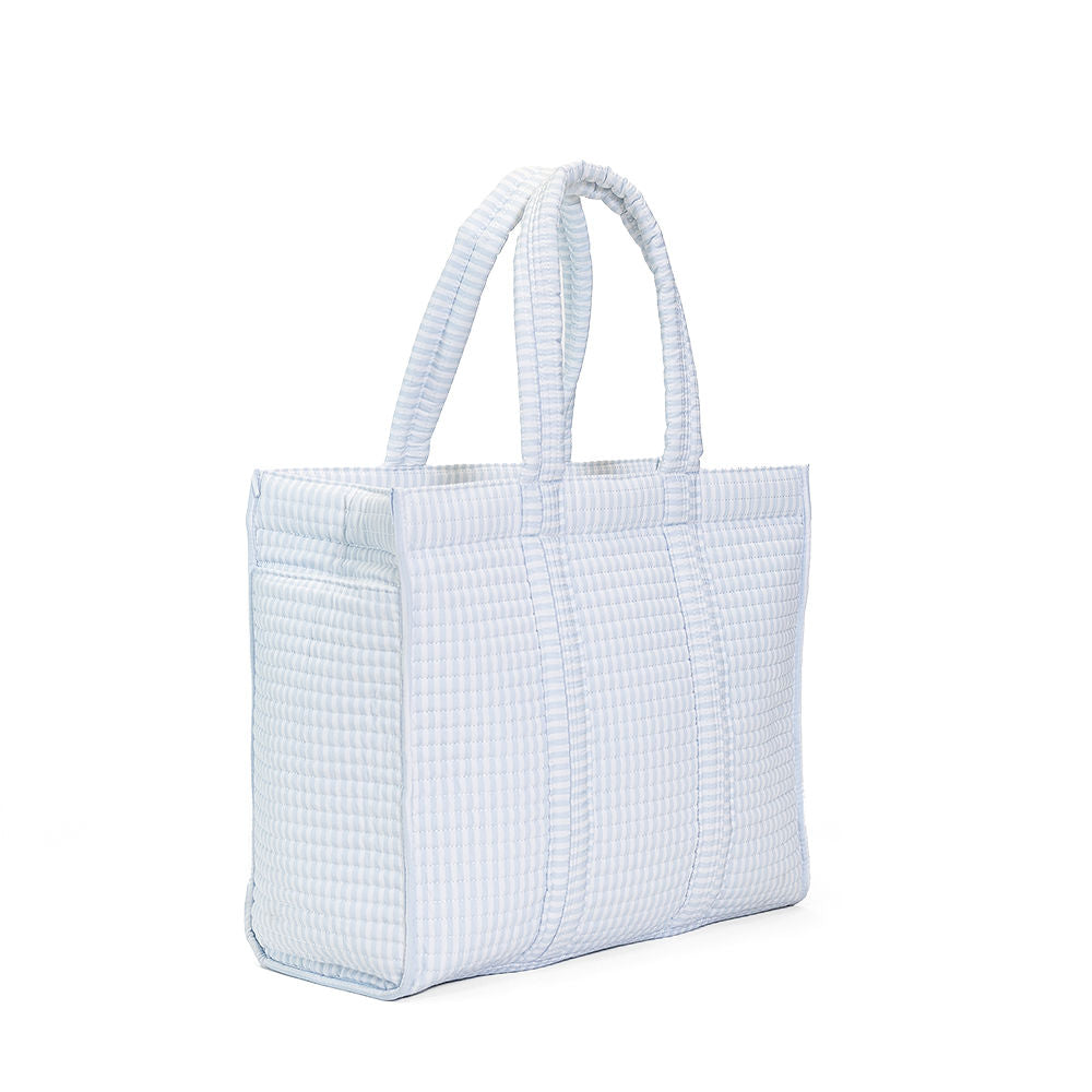 Pimlico Stripe Blue Quilted Wipeable Canvas Go Go Tote