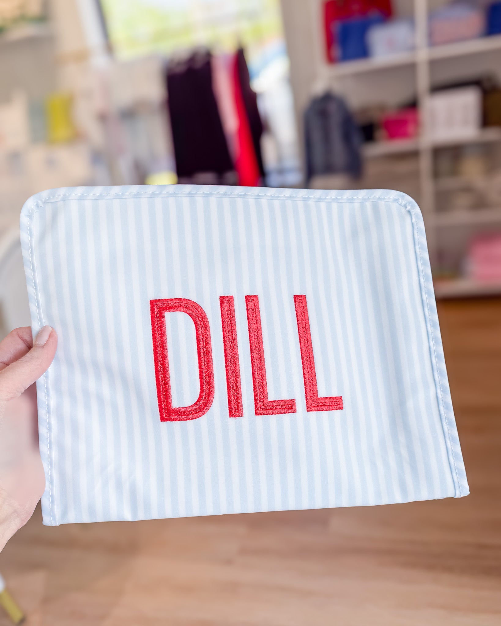 Pimlico Stripe Blue Personalized Small Roadie Pouch