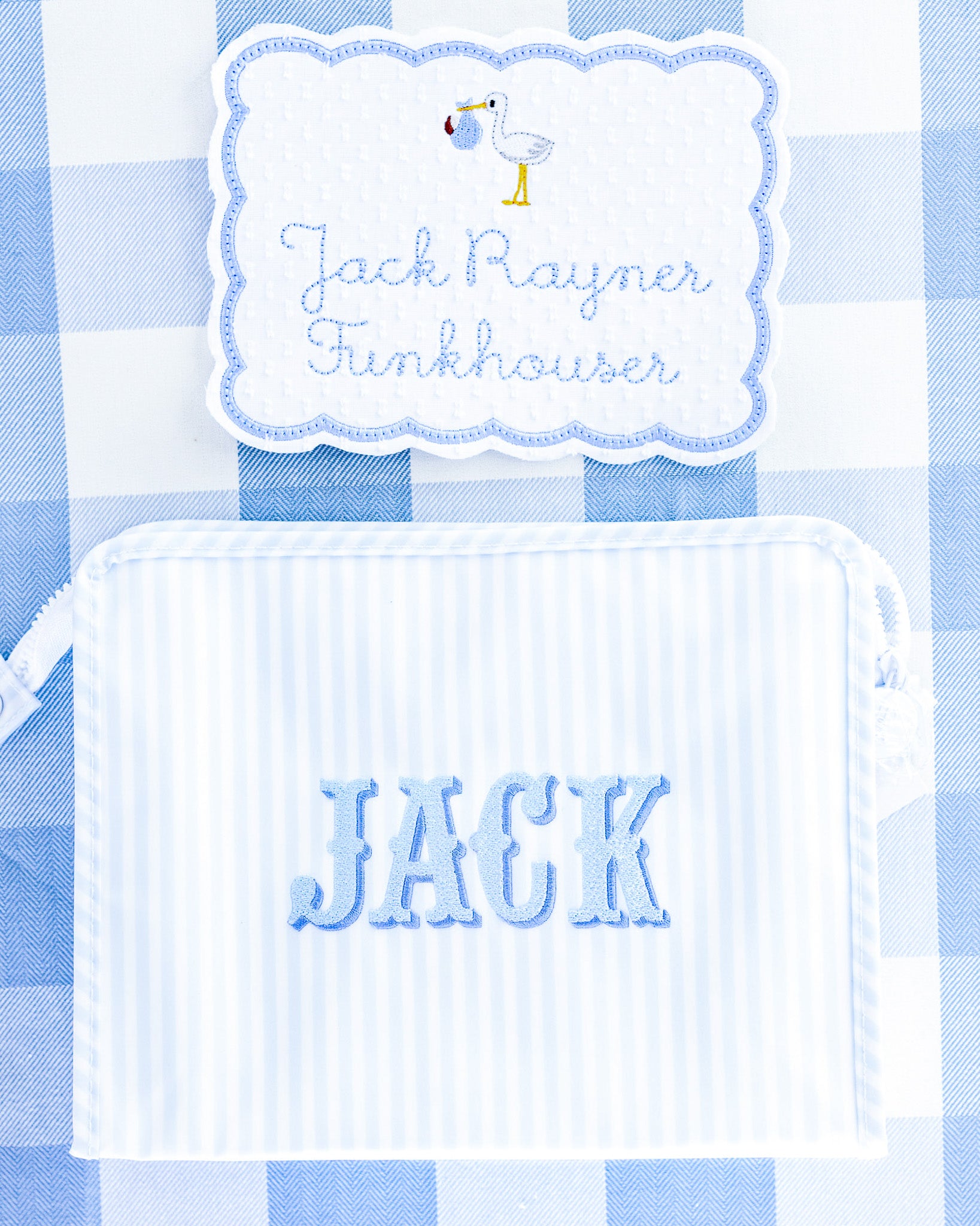 Pimlico Stripe Blue Personalized Small Roadie Pouch