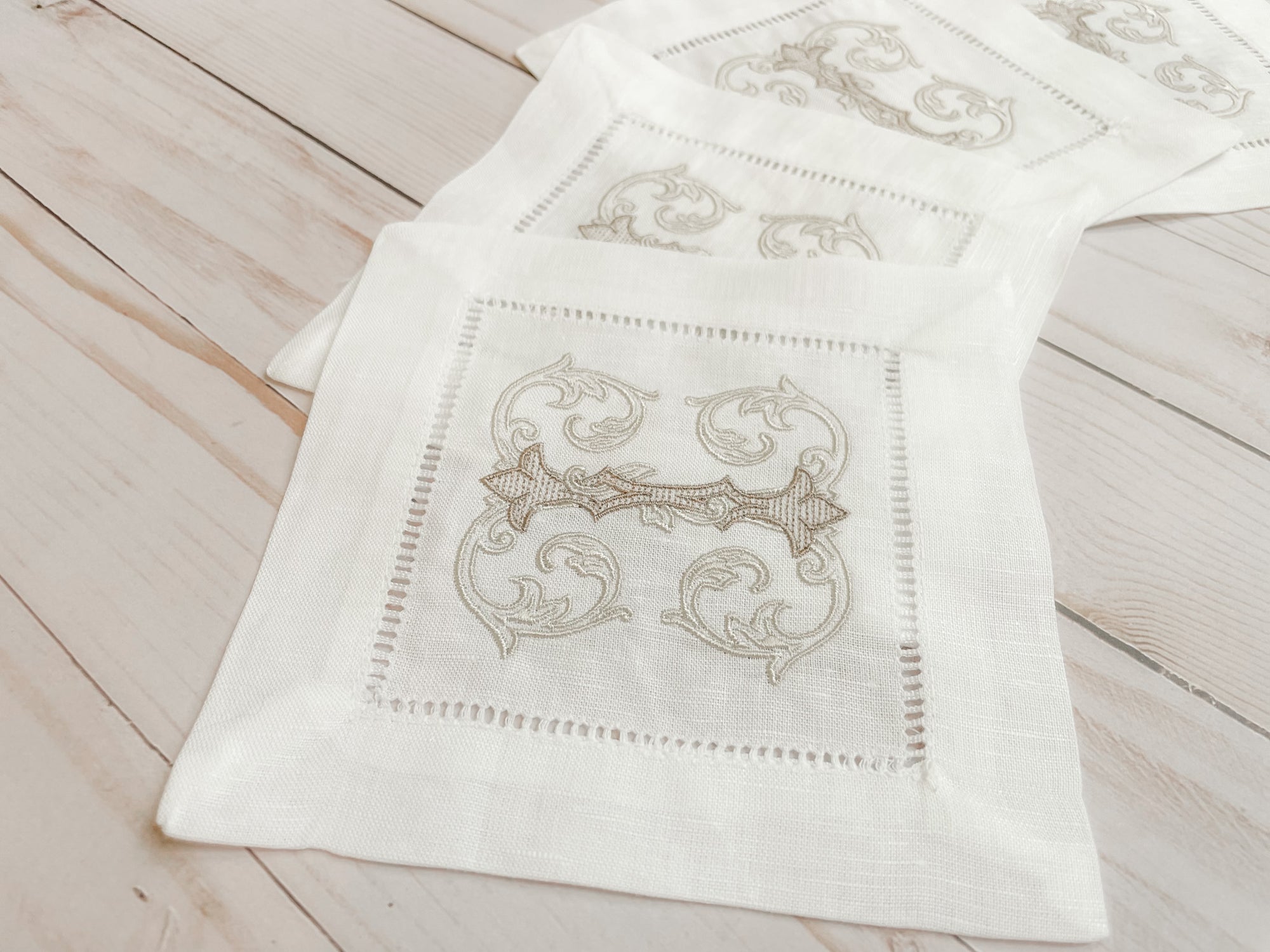 Custom Natalie Monogram Cocktail Napkins (Set of 4)