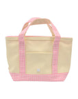 Gingham Pink Trim Mini Tote Coated Canvas