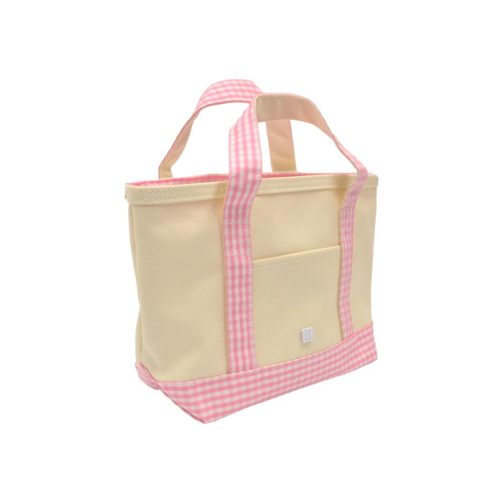 Gingham Pink Trim Mini Tote Coated Canvas