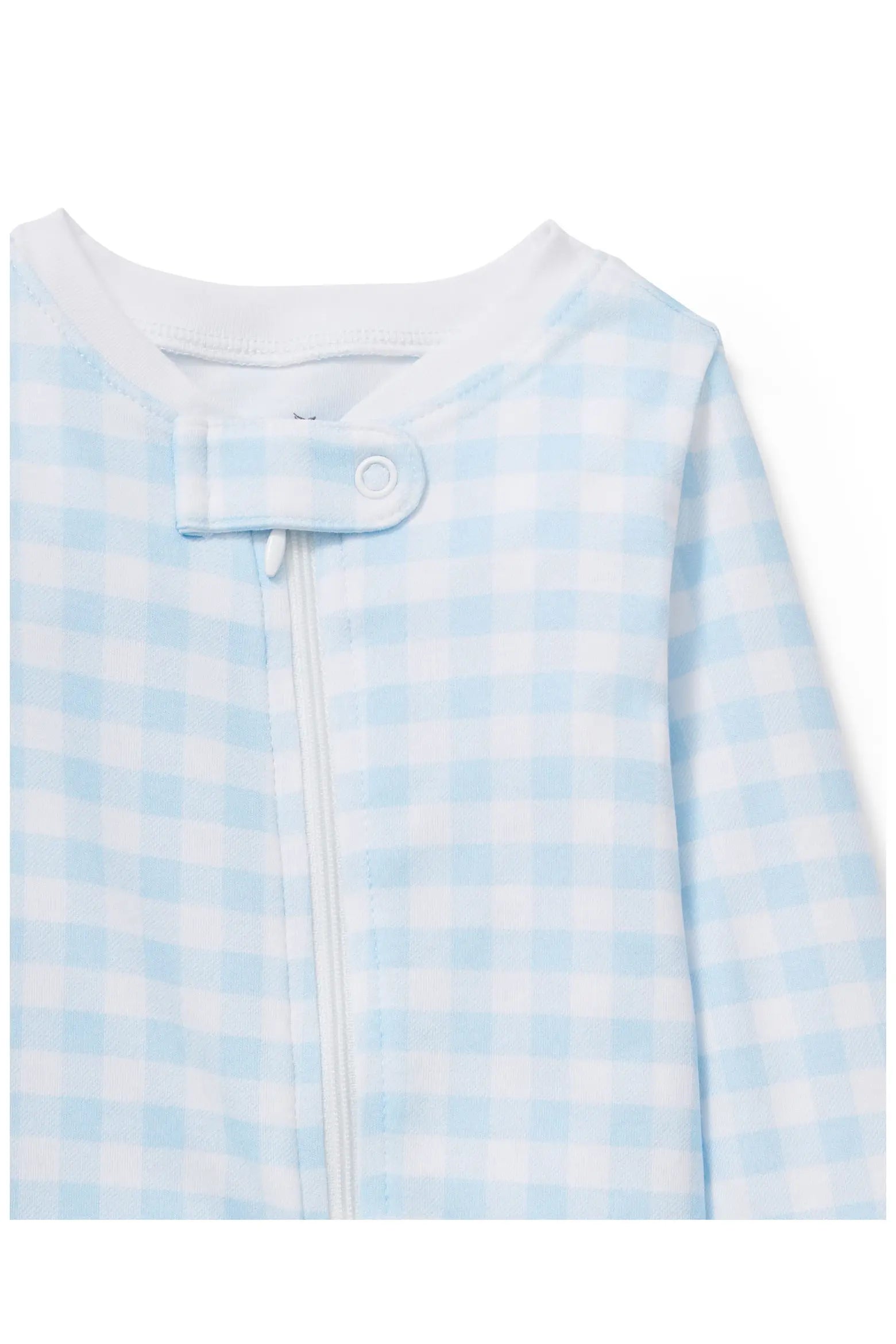 Personalized Pima Romper in Blue Gingham (0-3 mo.)