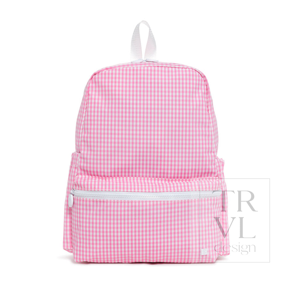 Gingham Pink Full-Size Backpacker Backpack