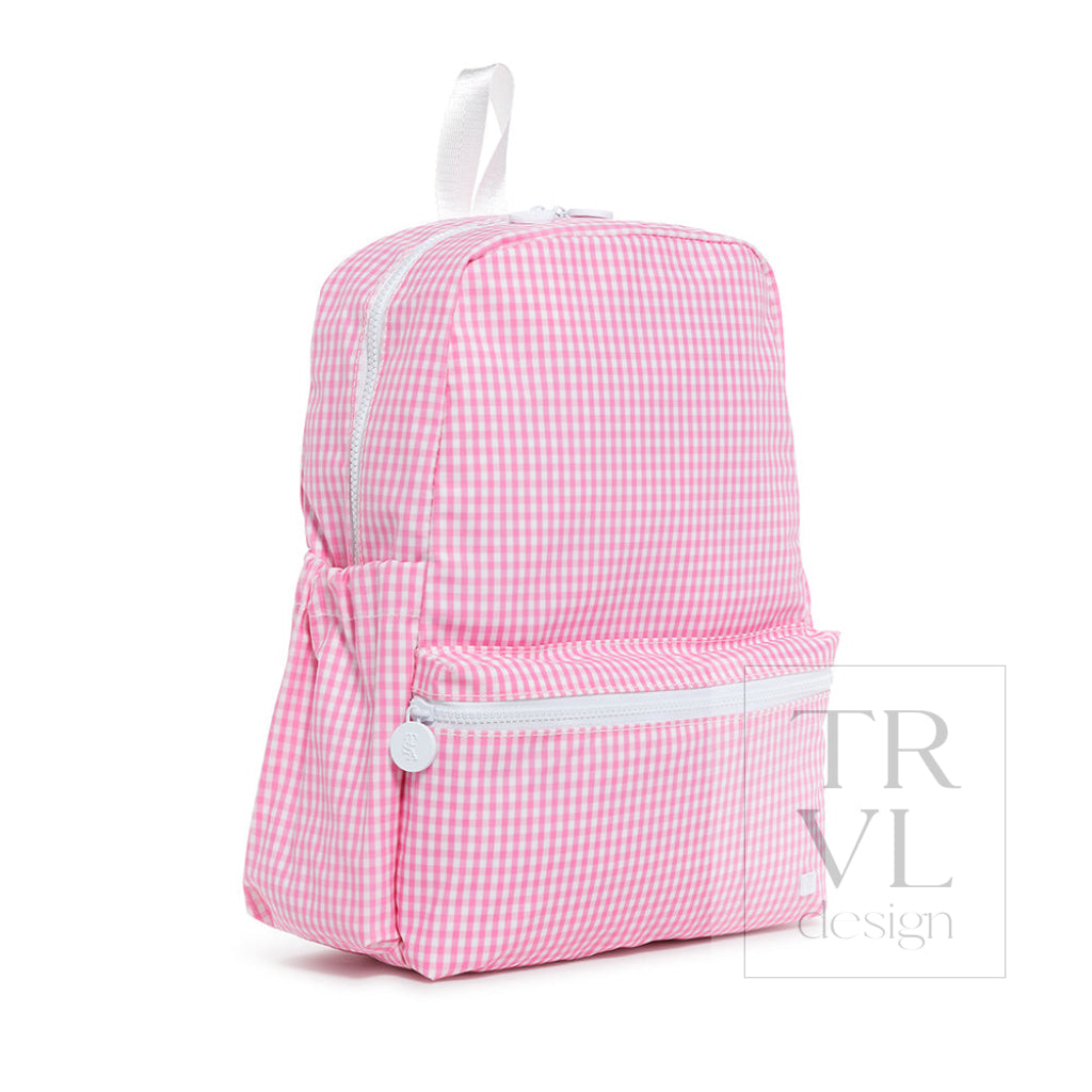 Gingham Pink Full-Size Backpacker Backpack