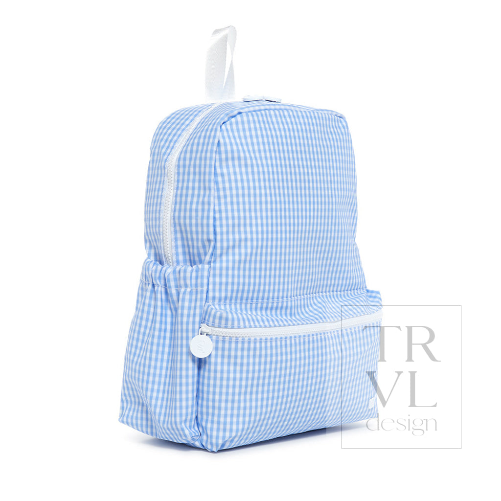 Gingham Sky Blue Full-Size Backpacker Backpack