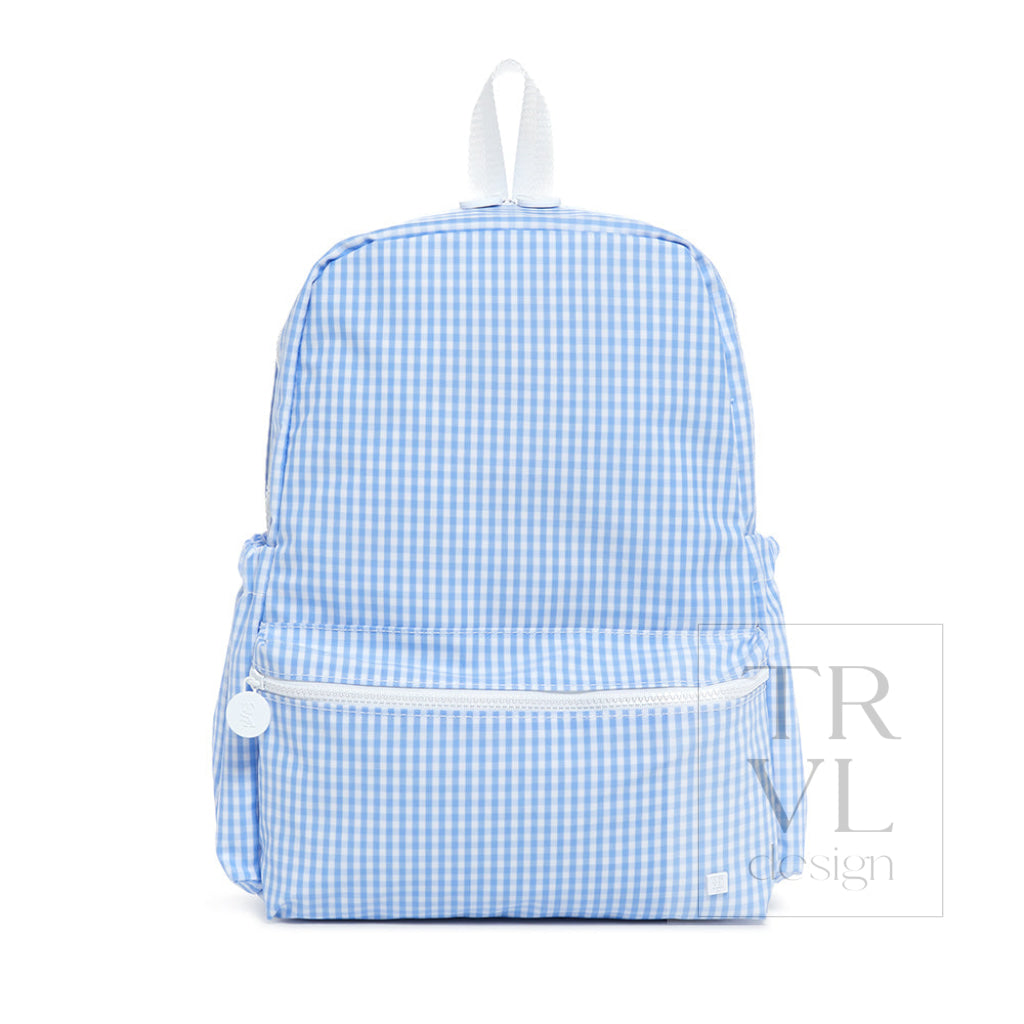 Gingham Sky Blue Full-Size Backpacker Backpack