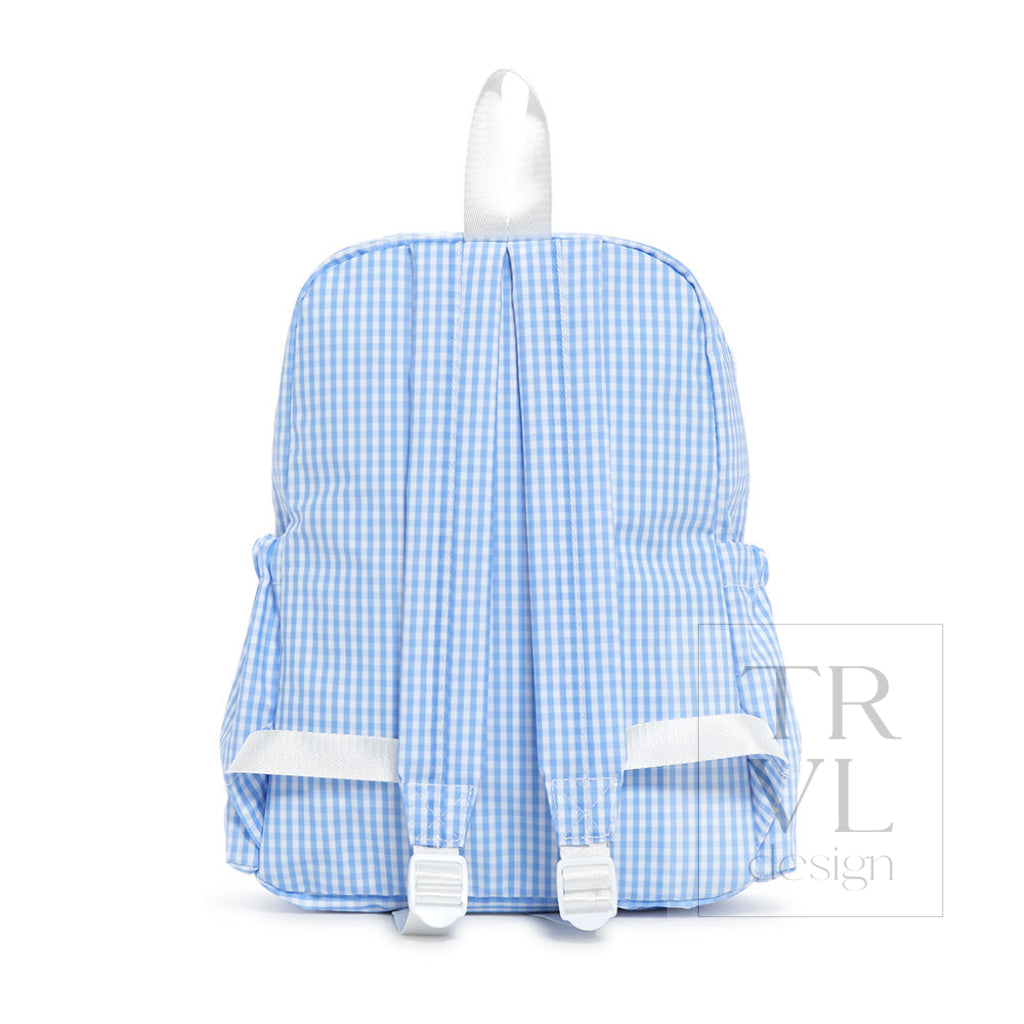Gingham Sky Blue Full-Size Backpacker Backpack