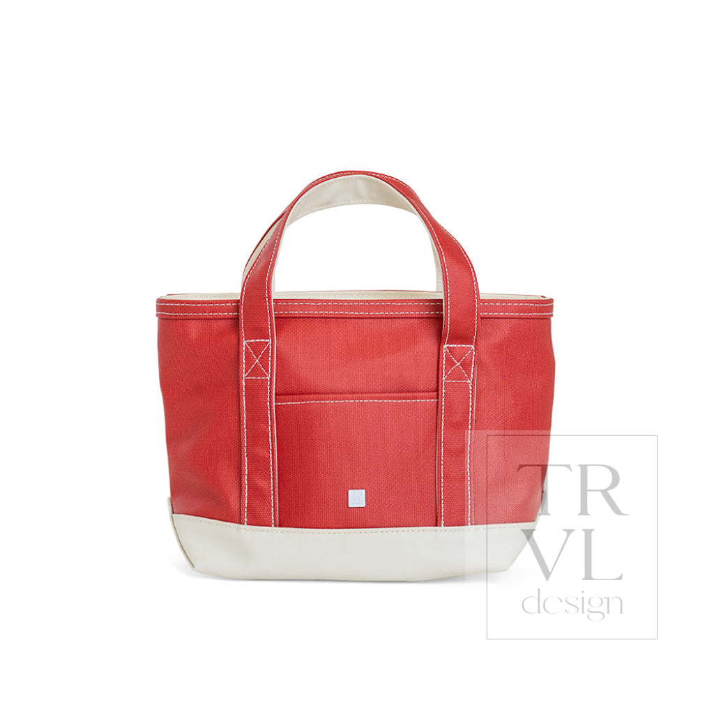 Coated Canvas Two Tone Heritage Red Mini Tote