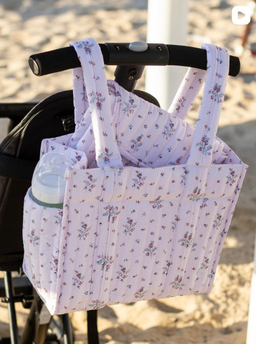 Pimlico Stripe Blue Quilted Wipeable Canvas Mini Go Go Stroller Tote