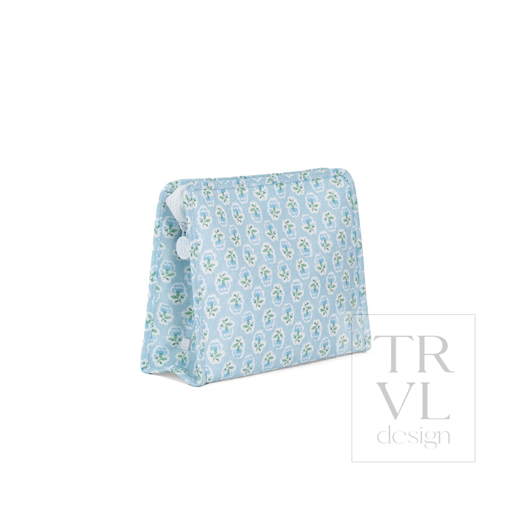 Petite Fleur Blue Large Roadie Pouch Bag